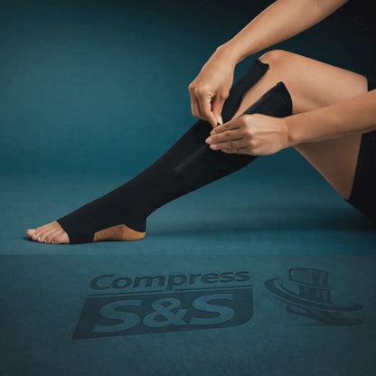 Zipper Compression Socks (Open-Toe) for Women & Men | Easy Zip Knee-High – Compress S&S