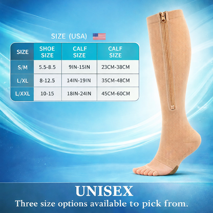 Zipper Compression Socks (Open-Toe) for Women & Men | Easy Zip Knee-High – Compress S&S